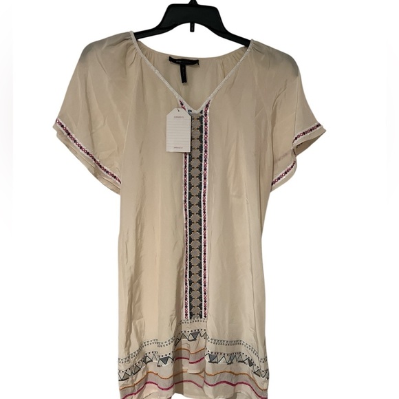 BCBG MaxAzria Silk Bohemian dress size S embroidered western tunic ethnic - Picture 3 of 5